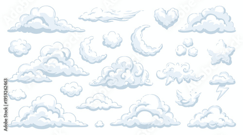 Collection of Illustrative Cloud Skies and Atmospheric Elements for Design