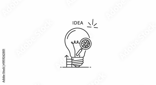 Light Bulb Idea Concept with Magnifying Glass and Growing Graph