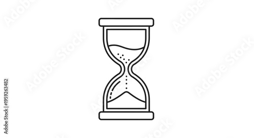 Hourglass icon, time passing, sand clock, symbol of time and deadline, simple line art