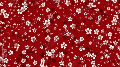 水彩画風のタッチで描かれた無数の小花が画面全体を埋め尽くすイラスト