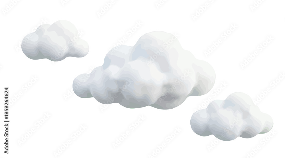 Fototapeta premium Minimalist Cloud Illustration Featuring Soft Fluffy White Clouds Against Light Background
