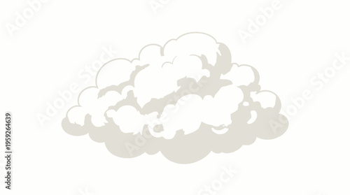Minimalist Illustration of Light Grey Cloud Formation for Weather and Atmospheric Themes