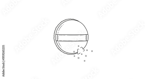 Hand-drawn powder puff with scattered powder particles