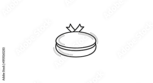 Hand-drawn Sketch of a Round Gift Box with Ribbon Bow, Isolated on White Background