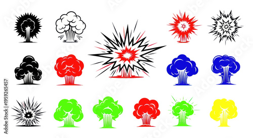 Explosion Icons: Comic Book Style Blast and Burst Symbols