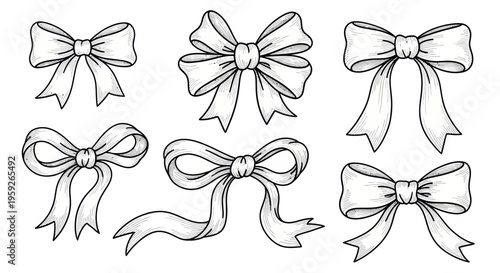Hand Drawn Bows Collection: Elegant Ribbons for Gifts, Crafts, and Decorations
