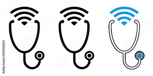 Stethoscope with wireless signal icons