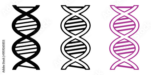 DNA double helix icon in black, white, and purple