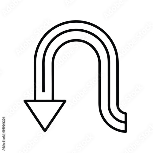U-turn arrow sign, simple black and white line art, indicating a direction change.