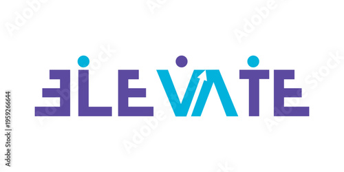 Fotografie Elevate logo design vector, elevate typography text graphic icon concept