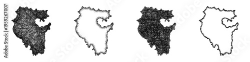 Sketch Bashkortostan outline map design set