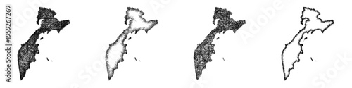 Sketch Kamchatka outline map design set