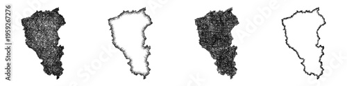 Sketch Kemerovo outline map design set
