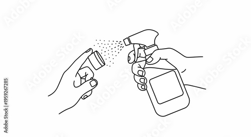 Hand Spraying Cleaning Solution on Surface for Disinfection and Hygiene