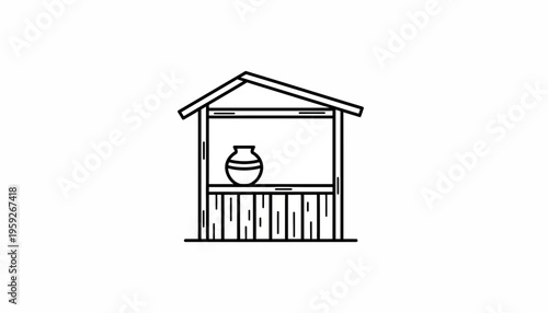 Handcrafted Pottery Stall with Traditional Jar on Display
