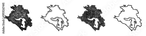 Sketch Krasnodar outline map design set