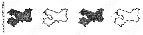 Sketch Leningrad outline map design set