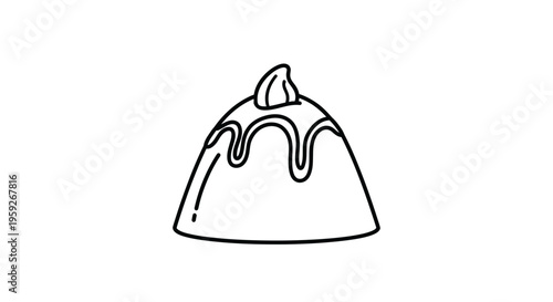 Hand-drawn illustration of a delicious cupcake with frosting and drizzle