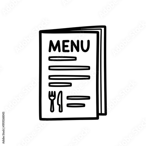 Simple Illustrated Restaurant Menu With Food and Drink Items for Dining Experience
