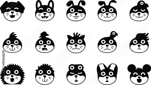 Pets Silhouette Icon Collection Set