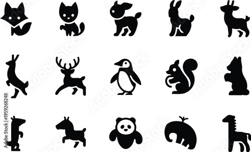 Pets Silhouette Icon Collection Set