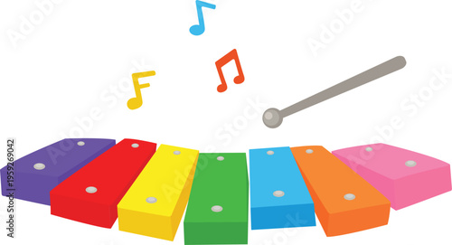 Colorful Xylophone with Music Notes