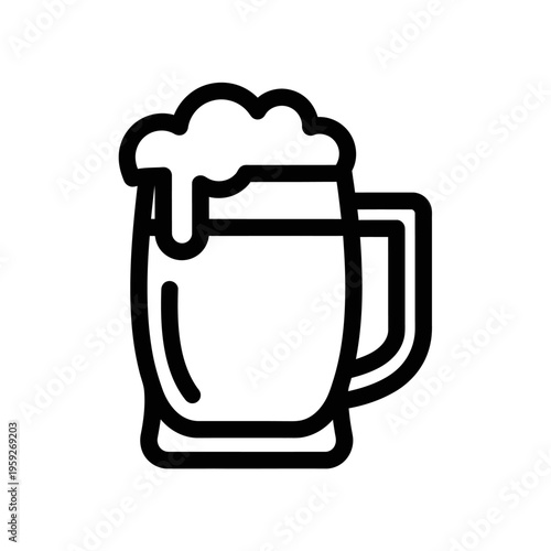 Simple Line Drawing of a Beer Mug, Minimalist Illustration for Beverage Theme