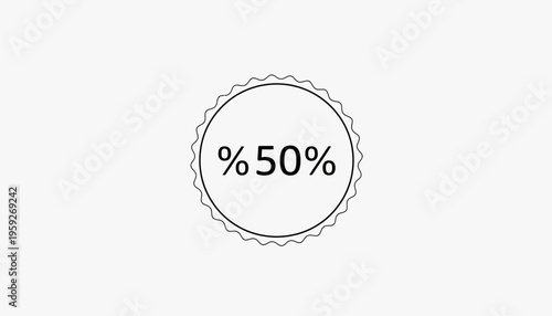 Fifty Percent Discount Circle Badge, 50% Off Sale Tag, Special Offer Promotion Graphic
