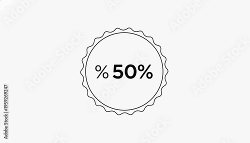 Fifty Percent Discount Circle Badge, 50% Off Sale Graphic Element