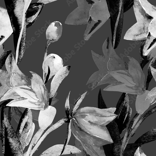 Spring wildflowers. Image on white and colored background. Seamless pattern.