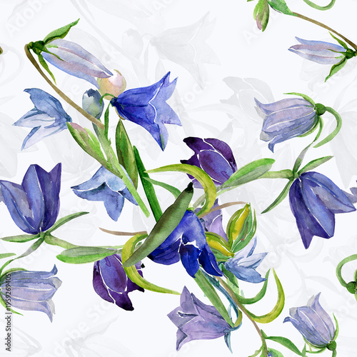 Spring wildflowers. Image on white and colored background. Seamless pattern.