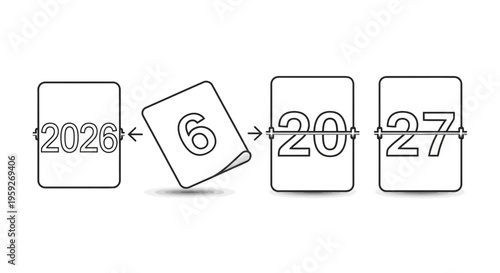 Flip Clock Turning From 2026 to 2027, Year Change Concept