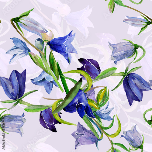 Spring wildflowers. Image on white and colored background. Seamless pattern.