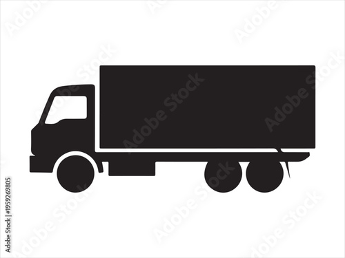 Black silhouette of a delivery truck, Delivery Truck Silhouette Cargo Transport Vehicle Vector Illustration
