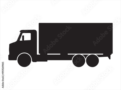 Black silhouette of a delivery truck, Delivery Truck Silhouette Cargo Transport Vehicle Vector Illustration