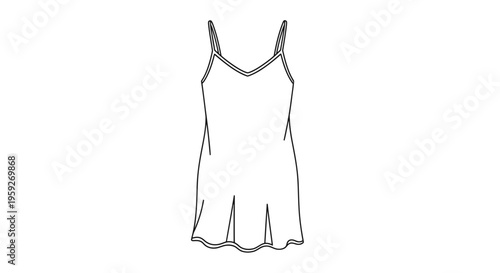 Fashion Sketch: Simple Spaghetti Strap Slip Dress with Pleated Hem