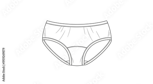Fashion Sketch: Women's Brief Underwear, Line Art Fashion Design