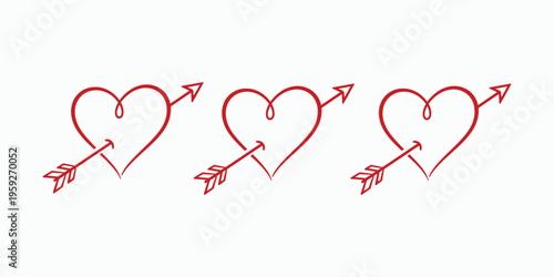 Three hearts pierced by arrows