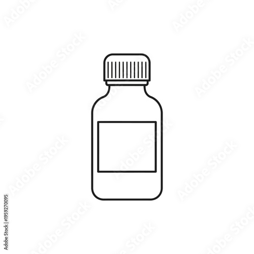 Simple Line Drawing of a Medicine Bottle for Healthcare and Pharmaceutical Concepts