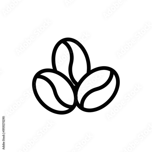 Simple Line Drawing of Coffee Beans for Culinary and Beverage Themes