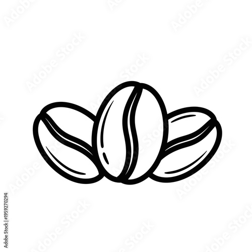 Simple Line Drawing of Coffee Beans for Coffee Shop or Food Blog Design