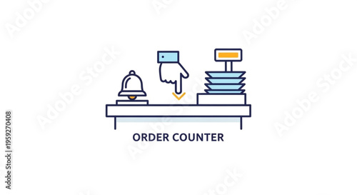 Order counter with food bell and payment terminal interface
