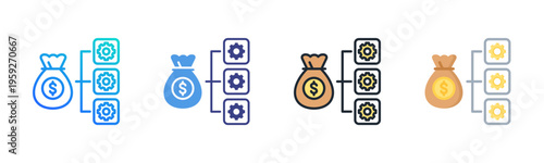 Cost icon set multiple style collection