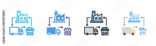 Supply Chain icon set multiple style collection