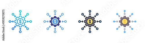 Crowdfunding icon set multiple style collection