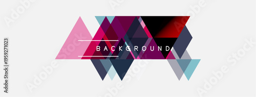 Abstract geometric shapes, purple, pink, white. Text reads BACKGROUND. Modern design, clean lines, minimalist aesthetic.