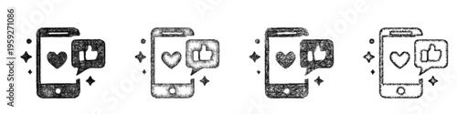 Sketch social media content icon design set