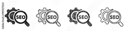 Sketch seo optimization icon design set