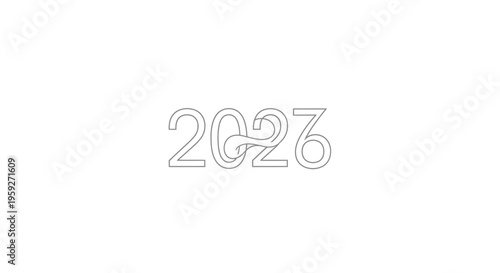 Elegant 2023 text with infinity symbol, modern typography, new year concept