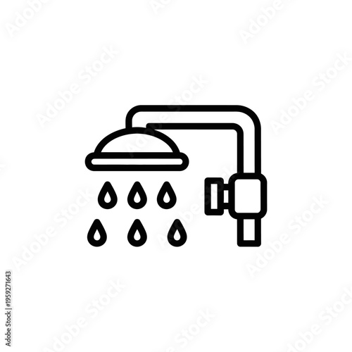 Simple Showerhead with Water Droplets - Bathroom Fixture and Plumbing